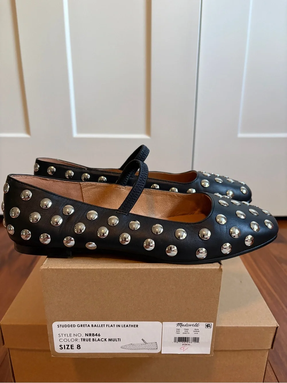 Madewell Studded Greta Leather Ballet Flats with Strap